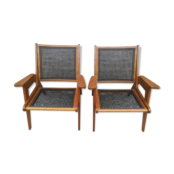 Fauteuils cannage années 50