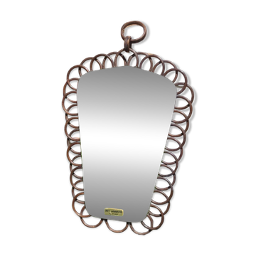 Miroir en rotin vintage