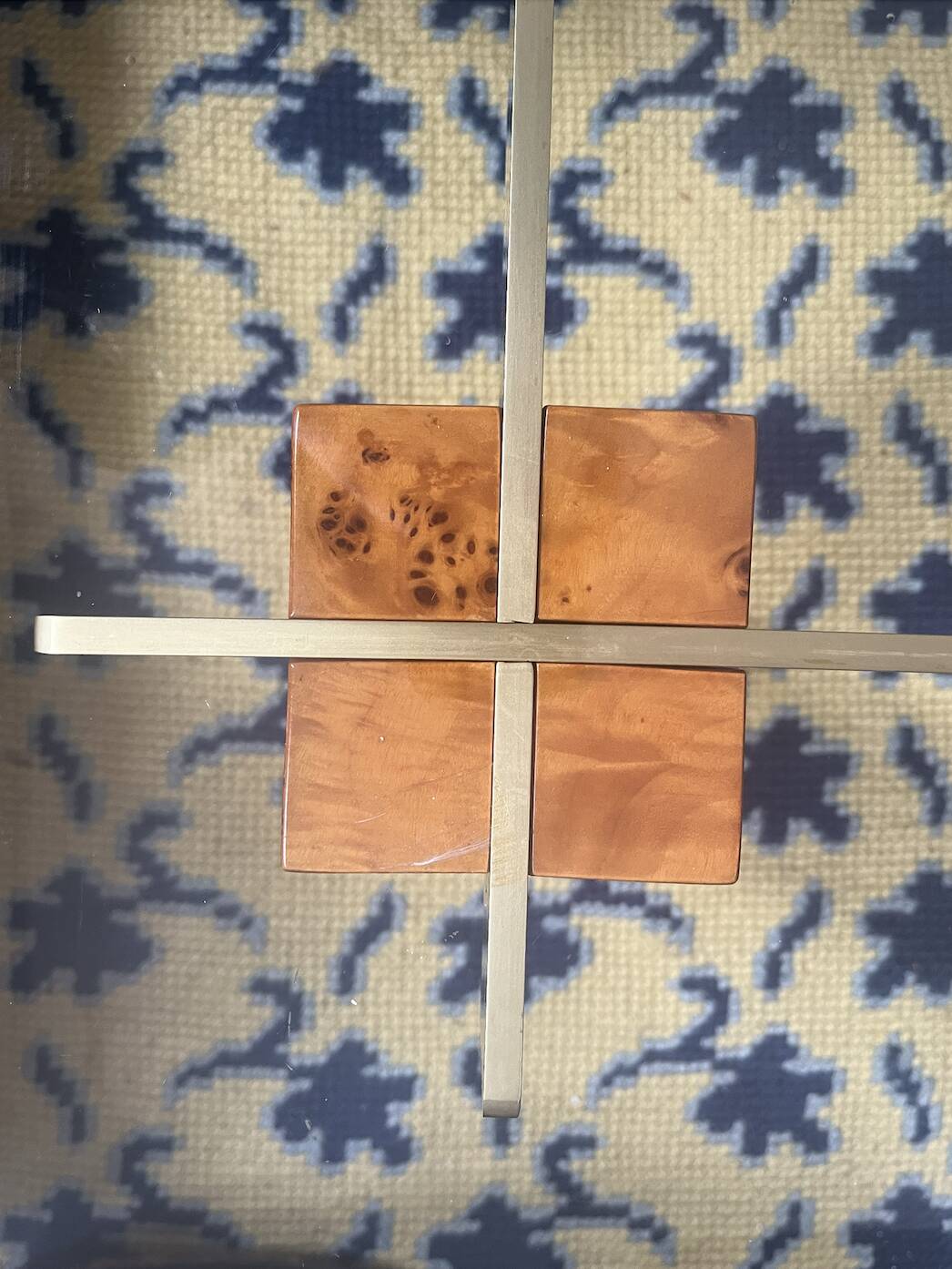 Coffee table with burl wood base