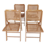 Vintage woven cane folding chair from the 80s