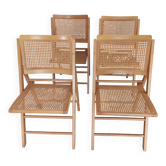 Vintage woven cane folding chair from the 80s