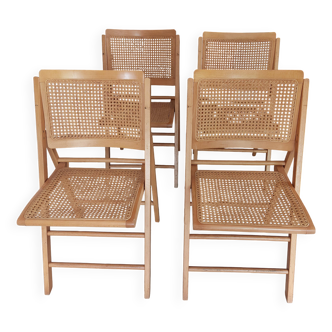 Chaise pliante vintage en canné tressée Années 80