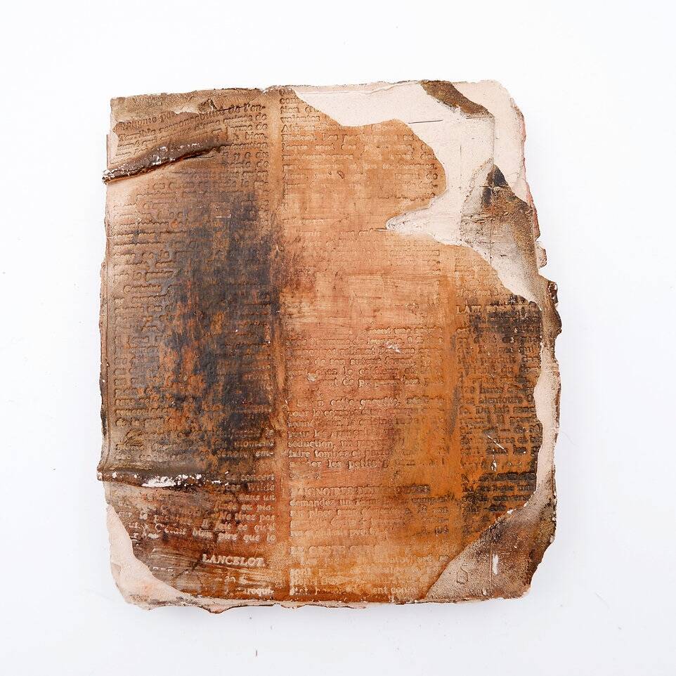 Set of 3 terracotta Books "Fond d'Atelier" N.Lebrun - Belgium 1980s