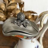 Antique polychrome porcelain jug, Orientalist decoration.