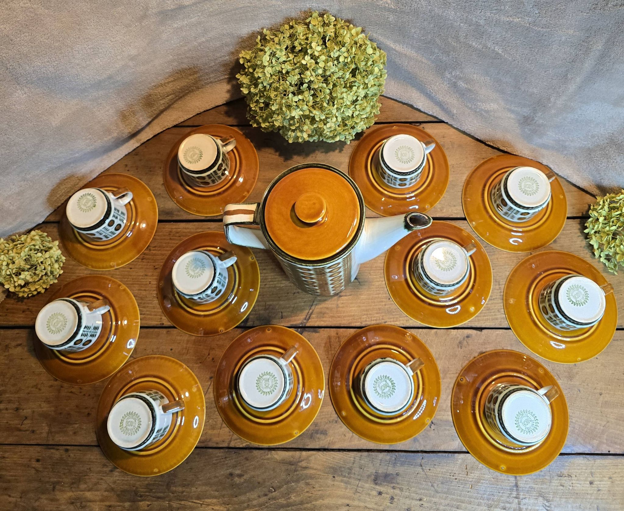 Boch la louvière – delta noix coffee service 1966 – vintage 25 pieces