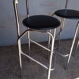 2 bar top stools metal chrome design 1980