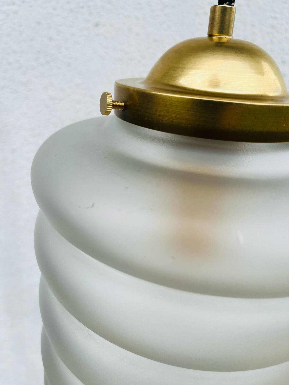 Art deco sandblasted glass pendant light
