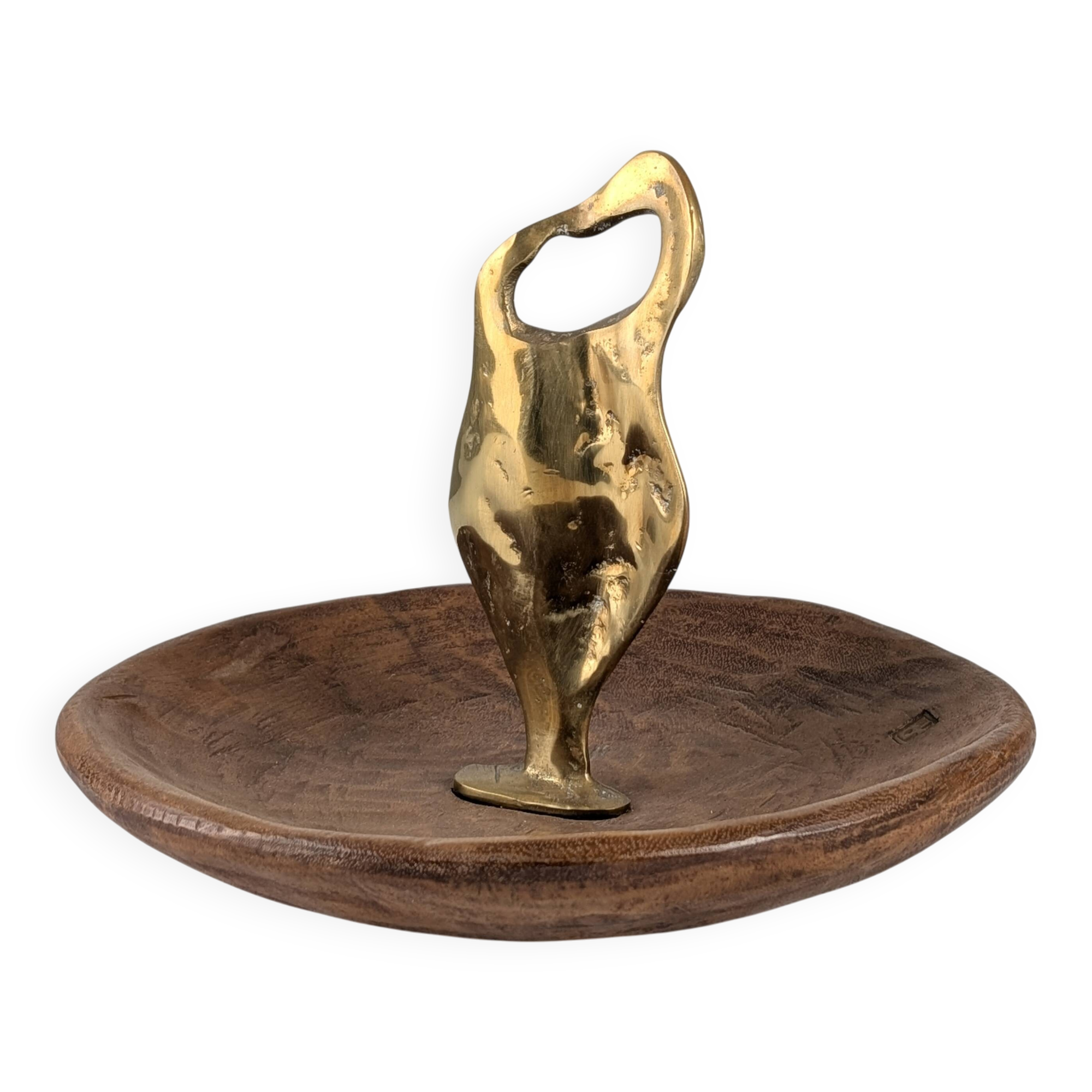David Marshall Bronze and Wood Fruit Bowl Sculpture Organic Brutalist 1980s