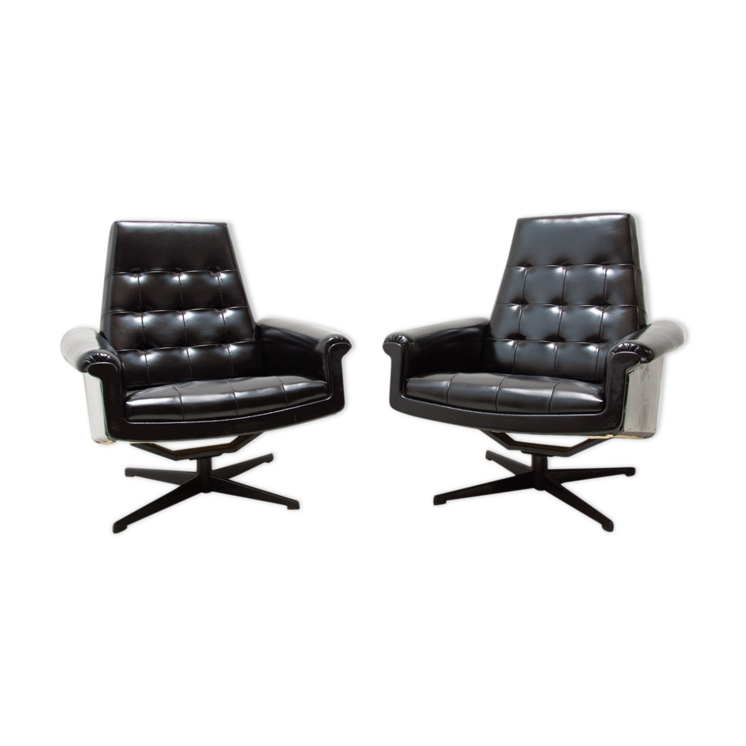 Pair of leather swivel armchairs from UP Zavody, 1970´s