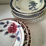 Set of 12 ironstone plates – Deep blue & red