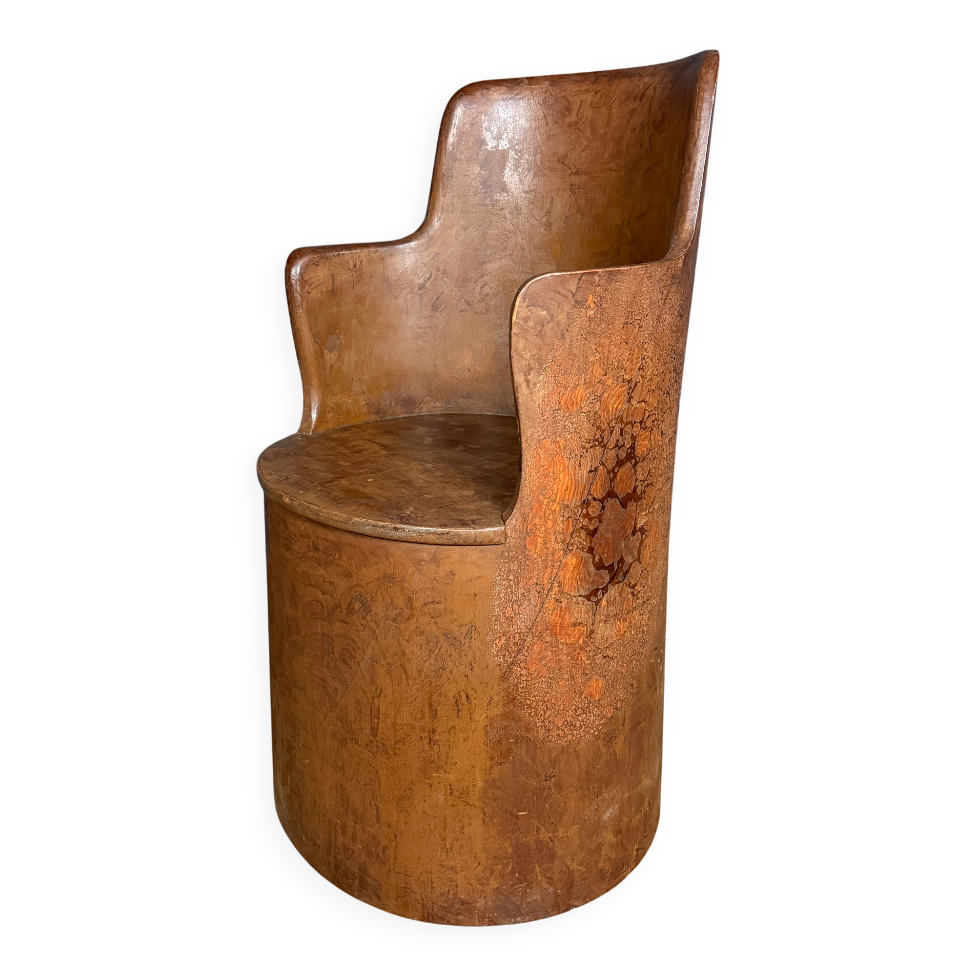 Old Swedish painted wooden trunk chair