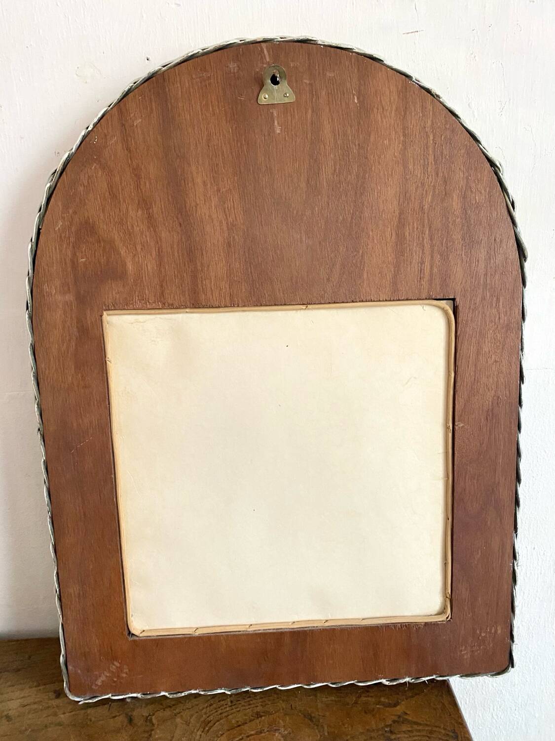 Vintage woven rattan mirror