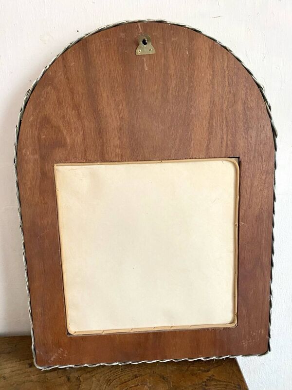 Miroir vintage en rotin tressé