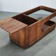 1970s Italian Modernist Wood and Smoked Glass Bar Cart