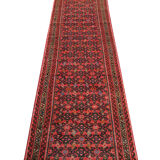Long Red Wool Vintage Persian Runner Rug Handwoven Oriental Carpet- 80x475cm