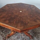 Napoleon III octagonal centre table in marquetry walnut.