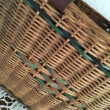 Basket with two handles leather 60s