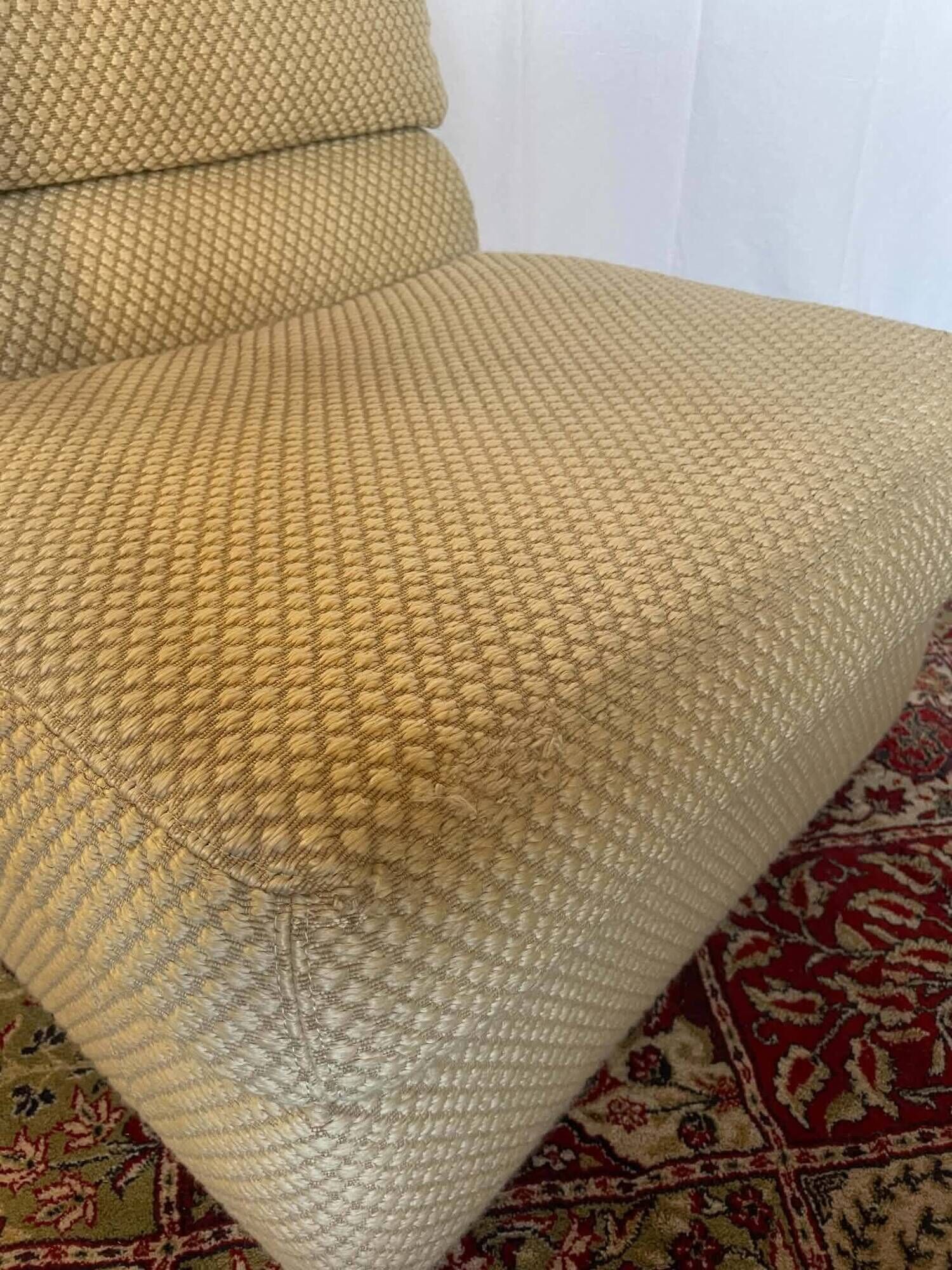 Vintage Swann armchair in textured beige fabric – 1970s