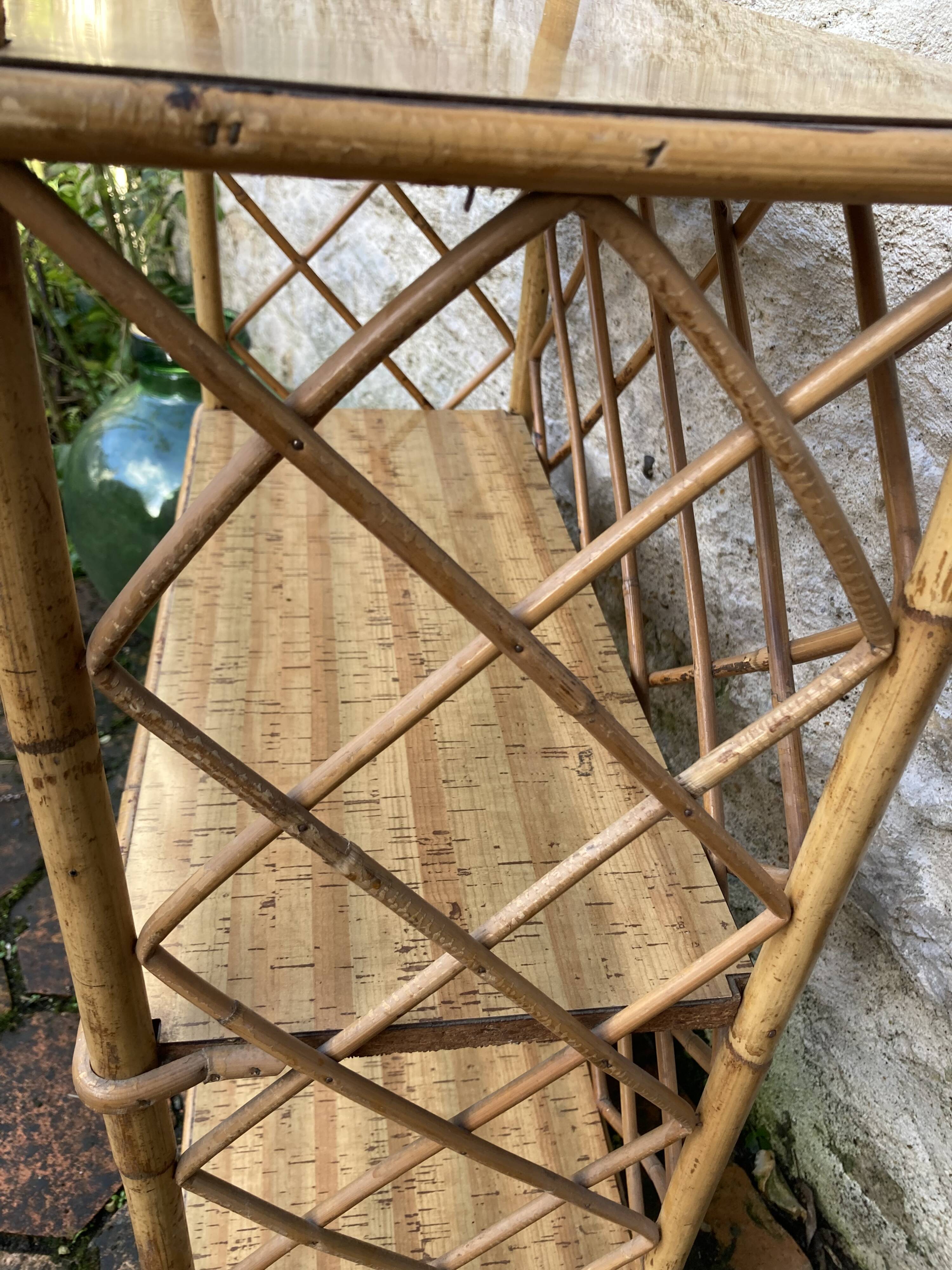 Vintage rattan shelf