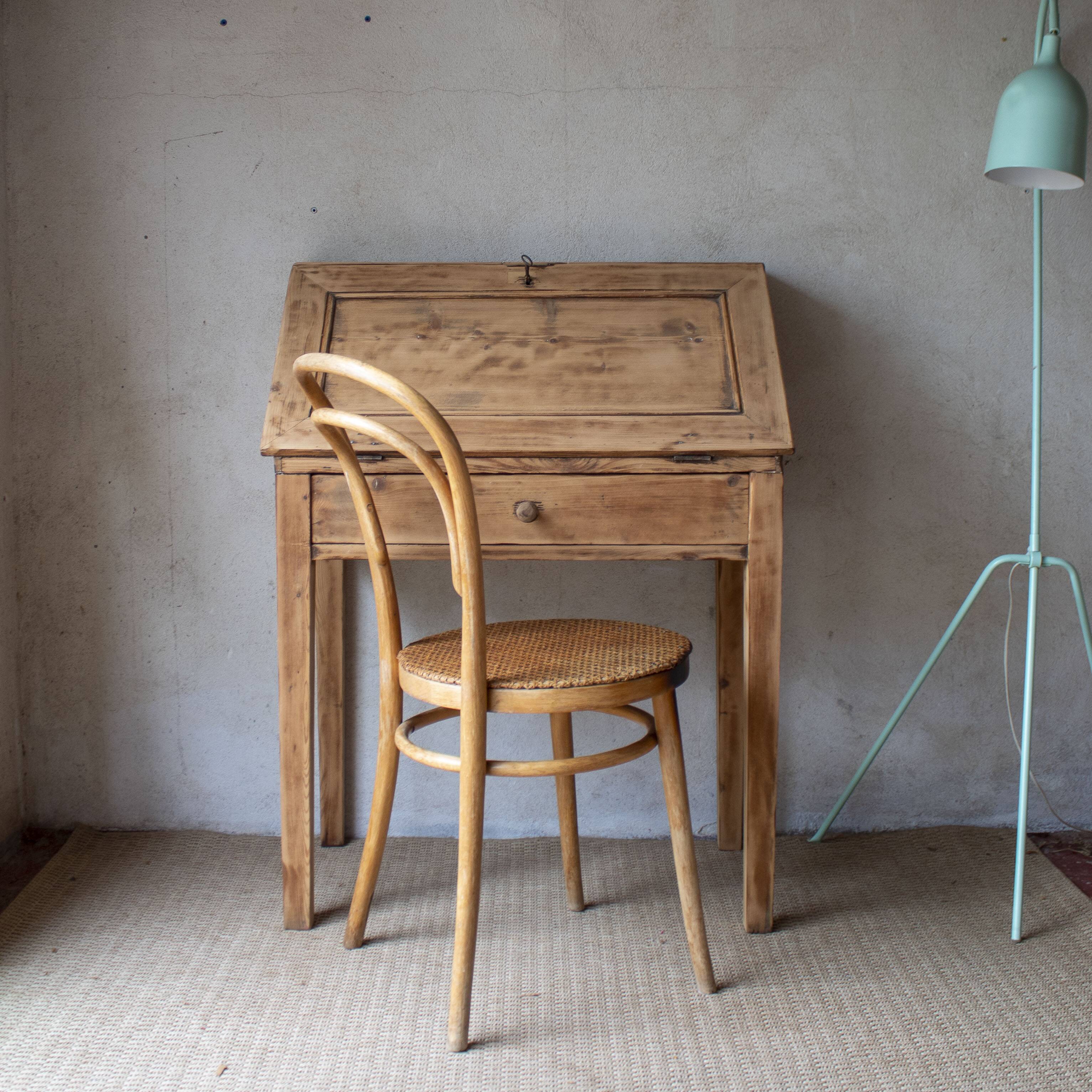 Secrétaire bureau vintage ancien bois massif