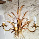 Golden metal wheat epis chandelier 1970