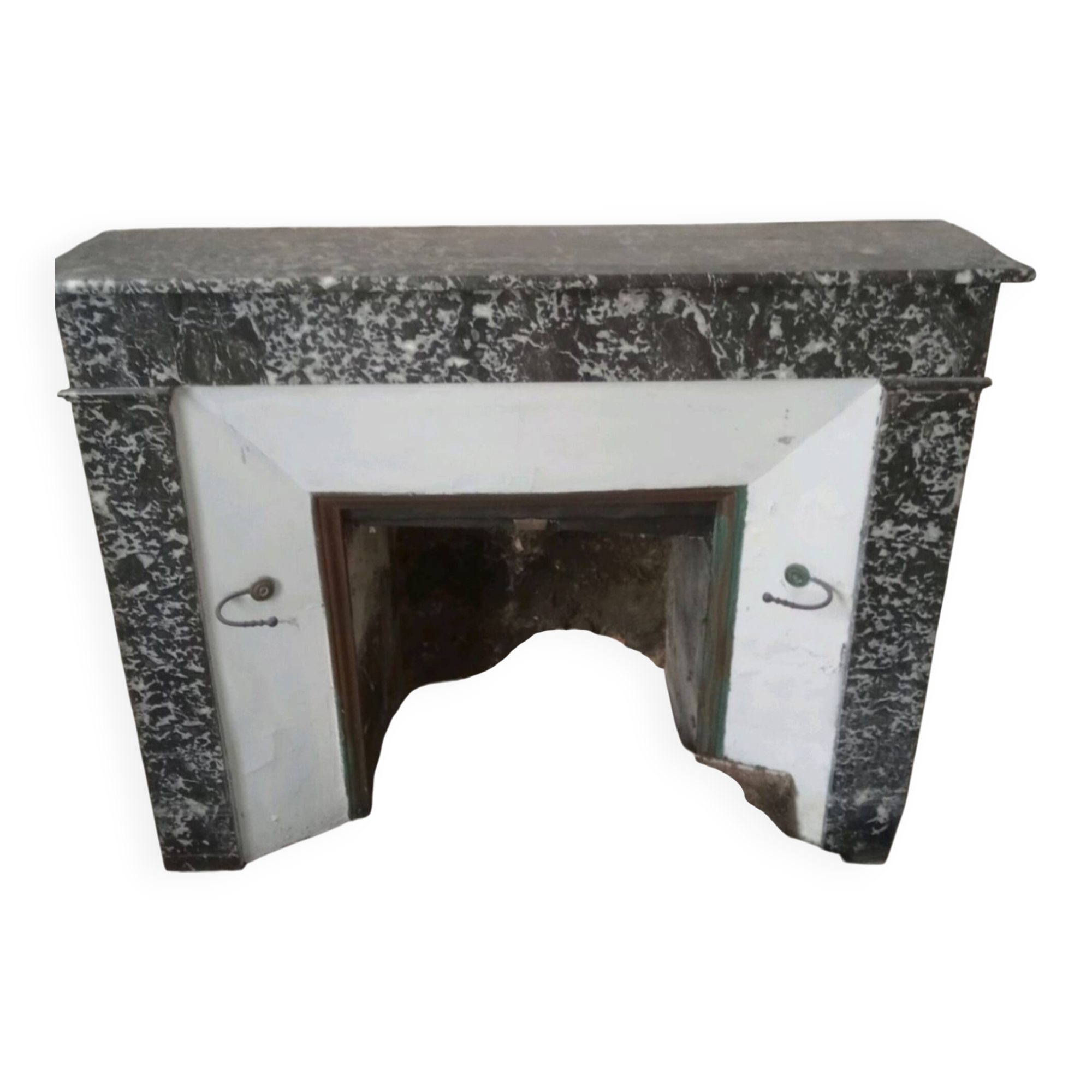 Grey marble fireplace