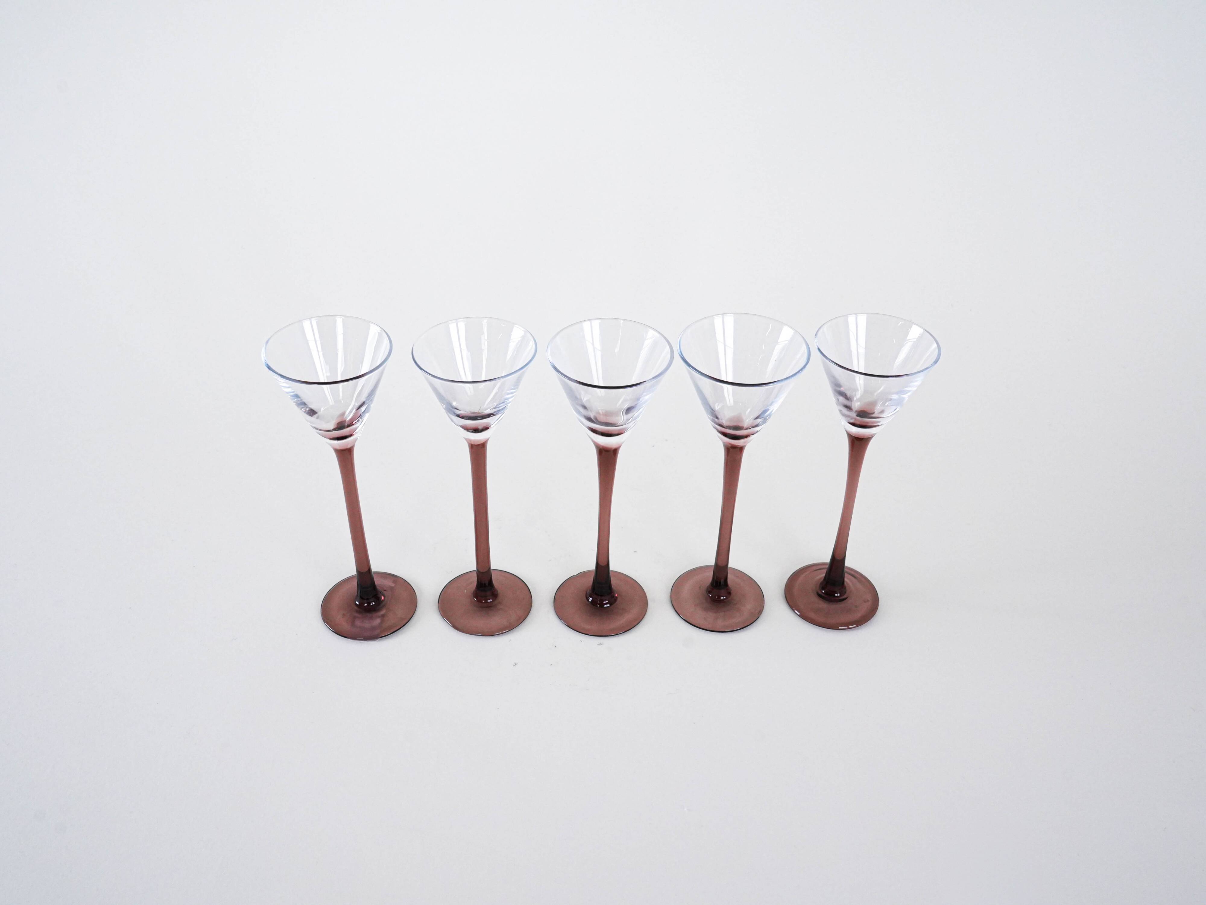 Set of five glasses, Danish design, 1970s, manufactured in Denmark