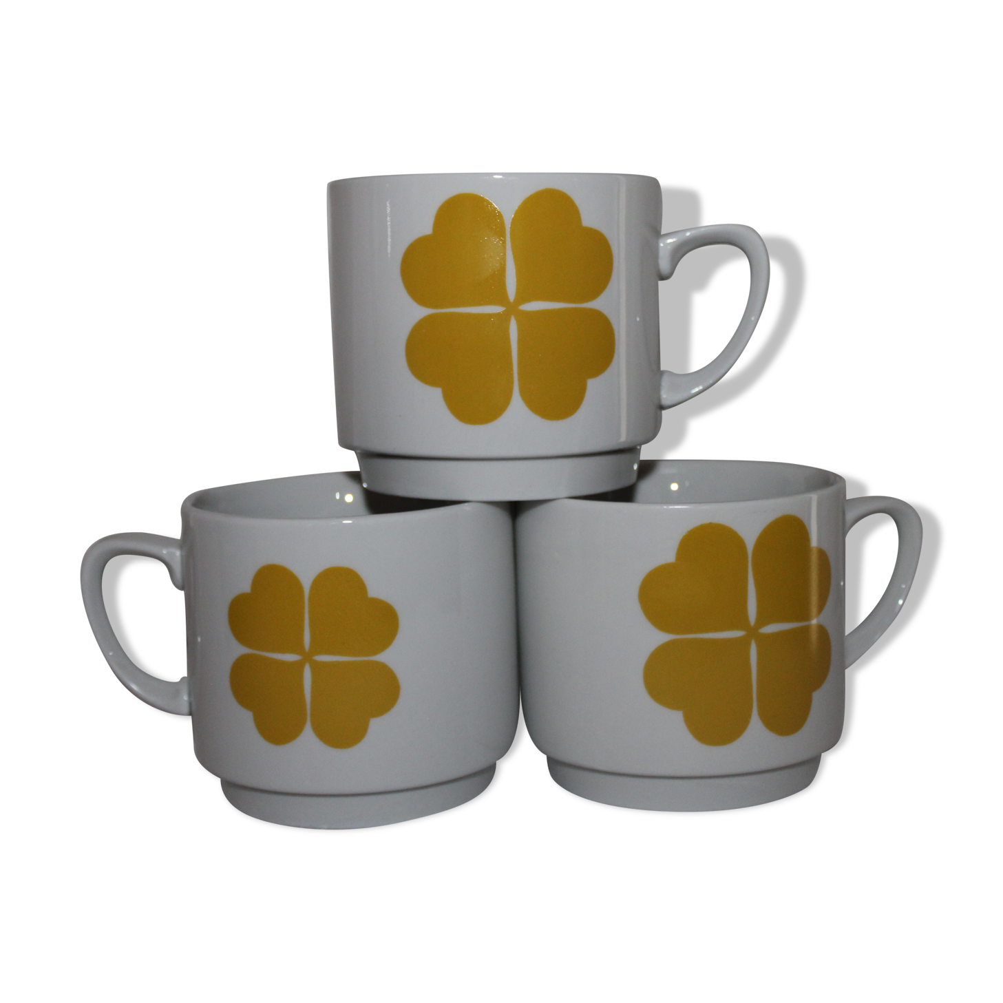 Set of 3 large cups décor 4-leaf clover Monopoli made in Italy