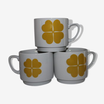 Set de 3 grandes tasses décor trèfle à 4 feuilles Monopoli made in Italy