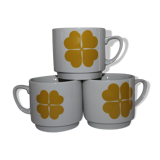 Set of 3 large cups décor 4-leaf clover Monopoli made in Italy