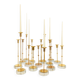 Set of 15 Scandinavian candle holders in brass and glass, Gunnar Ander, Ystad Met