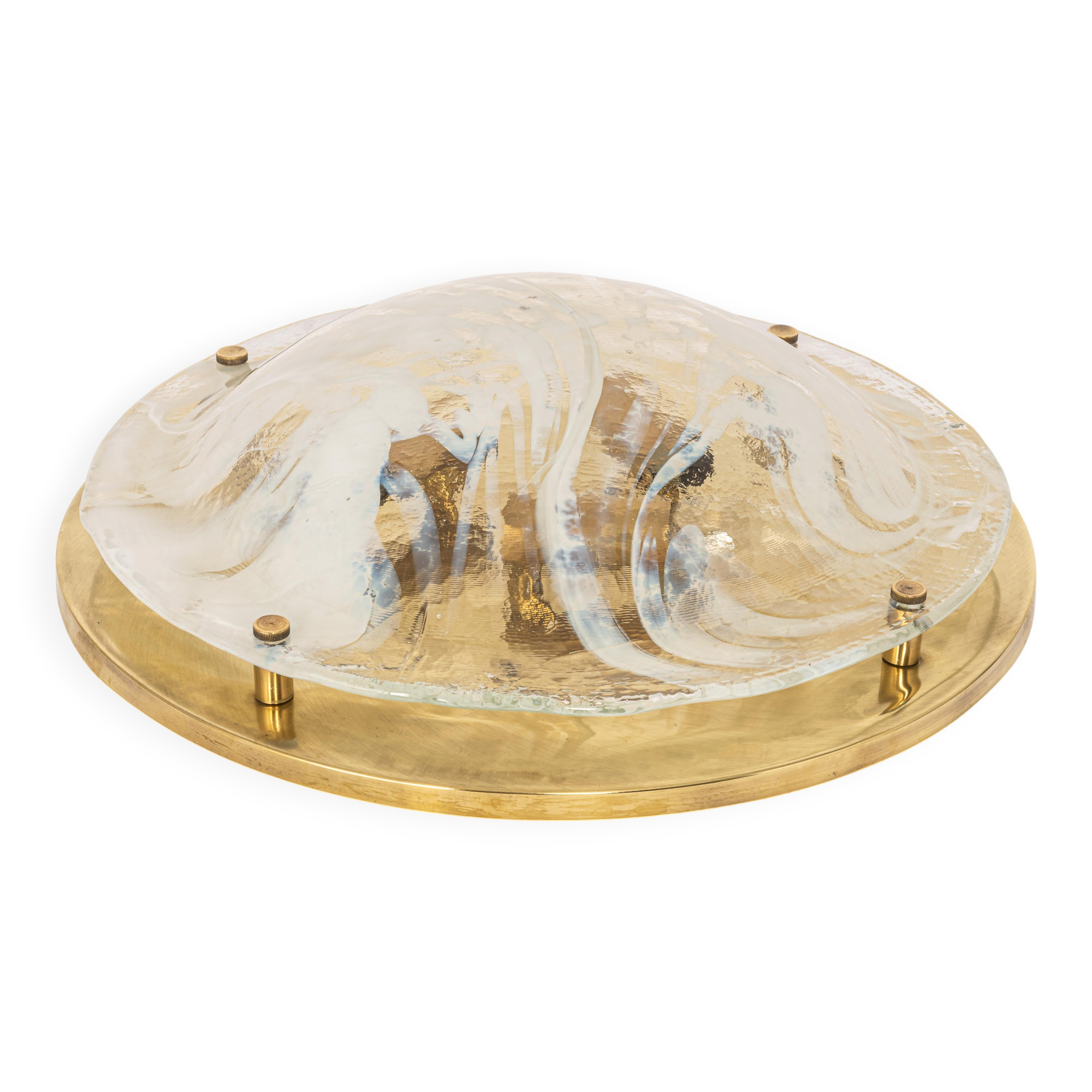 Large brass and Murano ceiling light by Hillebrand, Germany, 1970s.