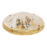 Large brass and Murano ceiling light by Hillebrand, Germany, 1970s.