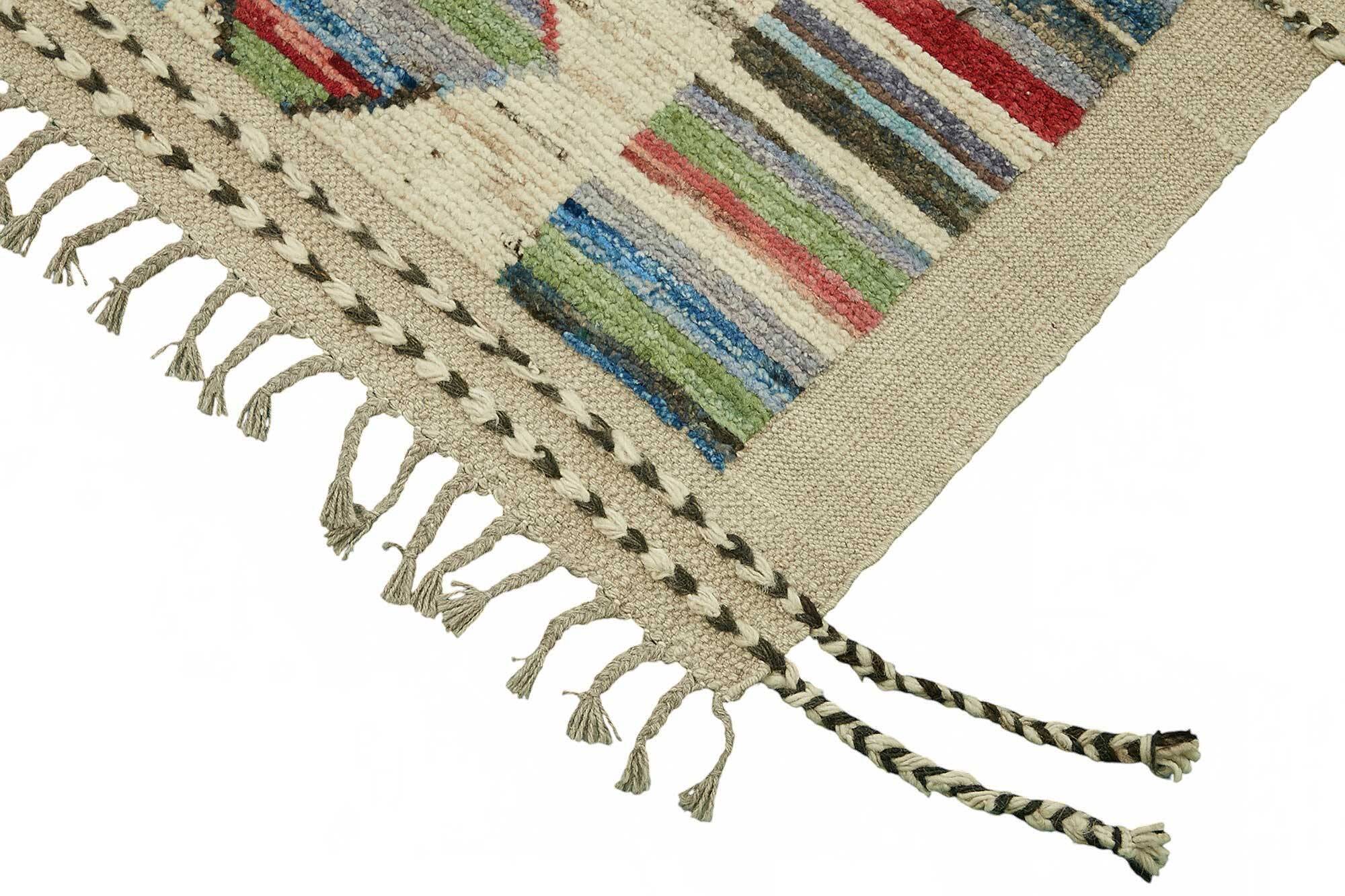 Hand-Knotted Turkish Contemporary 256 cm x 307 cm Multicolor Wool Carpet