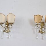 Sconces In Gilded Bronze And Crystal, 1980s, Set Of 2