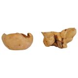 Scandinavian Modern Set of 2 Organic Bowls in Swedish Burl Wood, circa 1990s