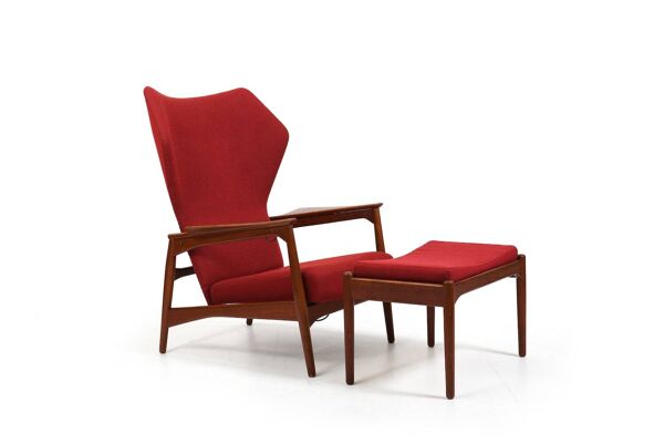 Fauteuil inclinable Cloud Master en teck Ib Kofod-Larsen 1950