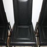Lot de 4 chaises vintage cuir piqure sellier