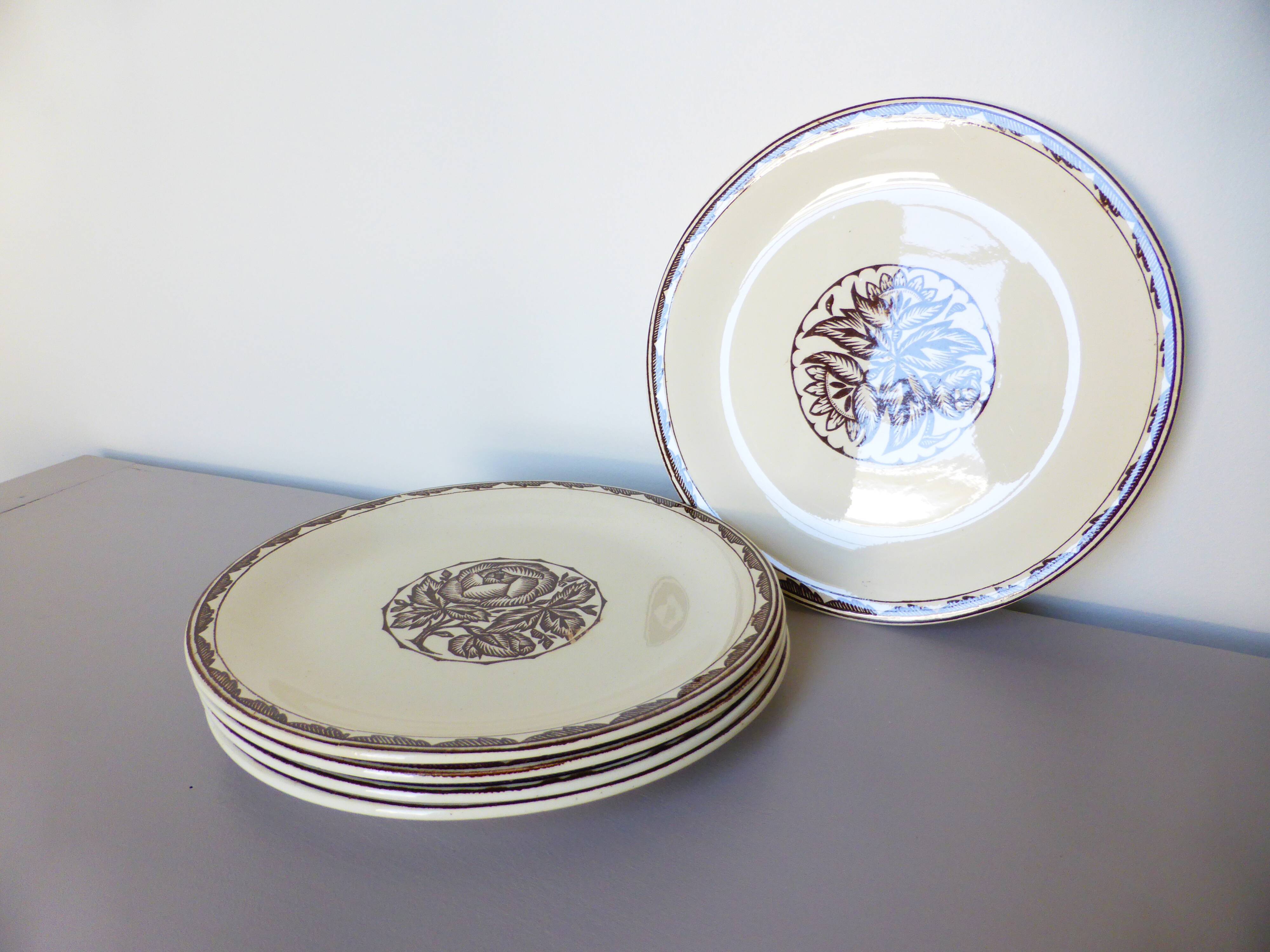 5 Sarreguemines dessert plates, Argonne model