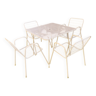 Armchairs with original cushions and Emu Rio 1966 garden table