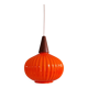 Teak and orange opaline suspension, Scandinavian style, 1960.