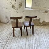 Pair of Aranjou elm “T” chairs