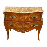 Louis XV style commode in marquetry and veined marble