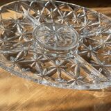 Plat compartimenté oval en verre ciselé