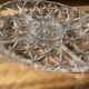 Oval compartmentalized plate in chisled glass