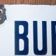 Enamelled "office" plate