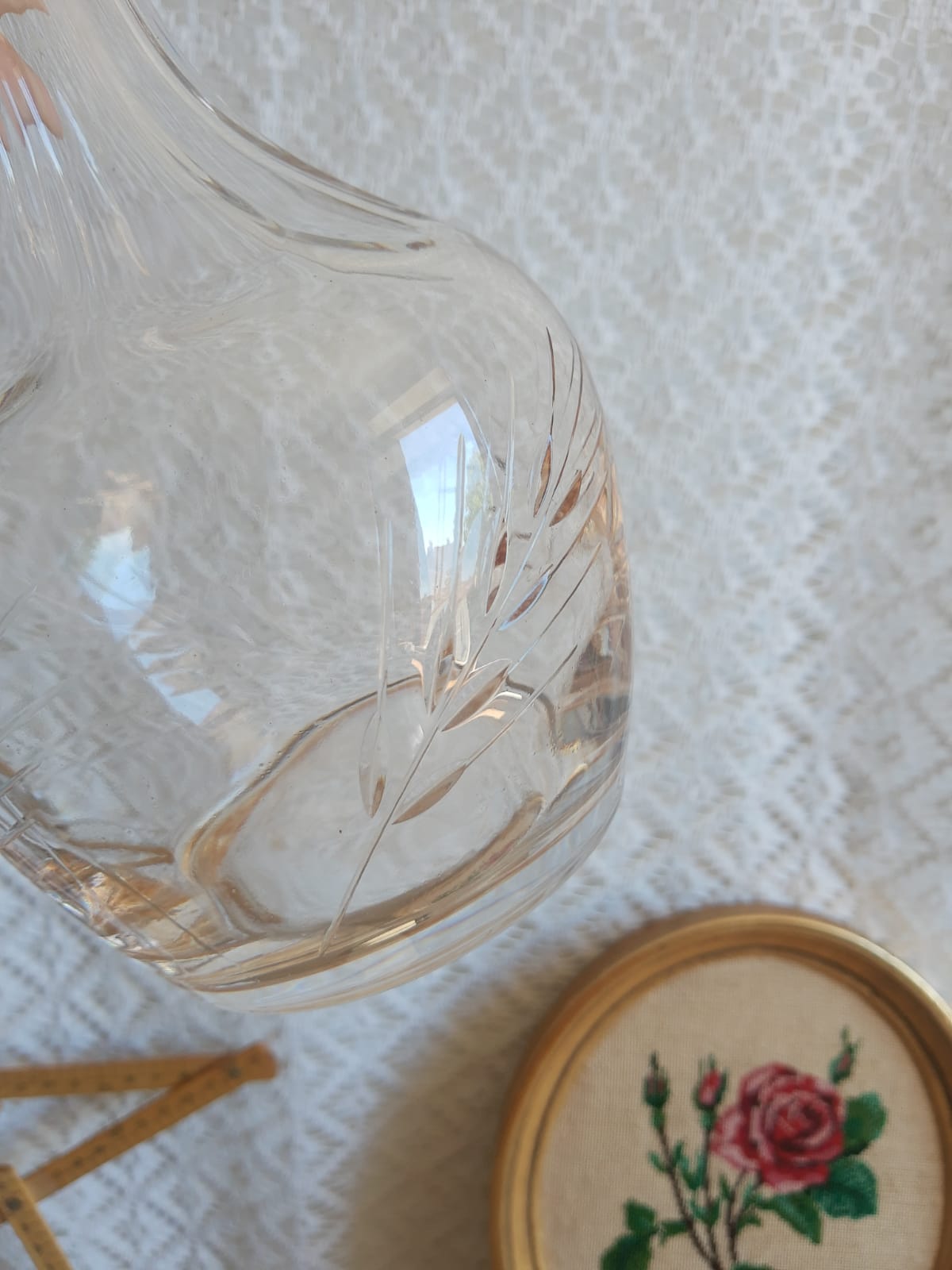 Carafe cristal d'arques épis taillé vintage
