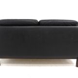 Scandinavian leather sofa 2 places, Sweden, 1950