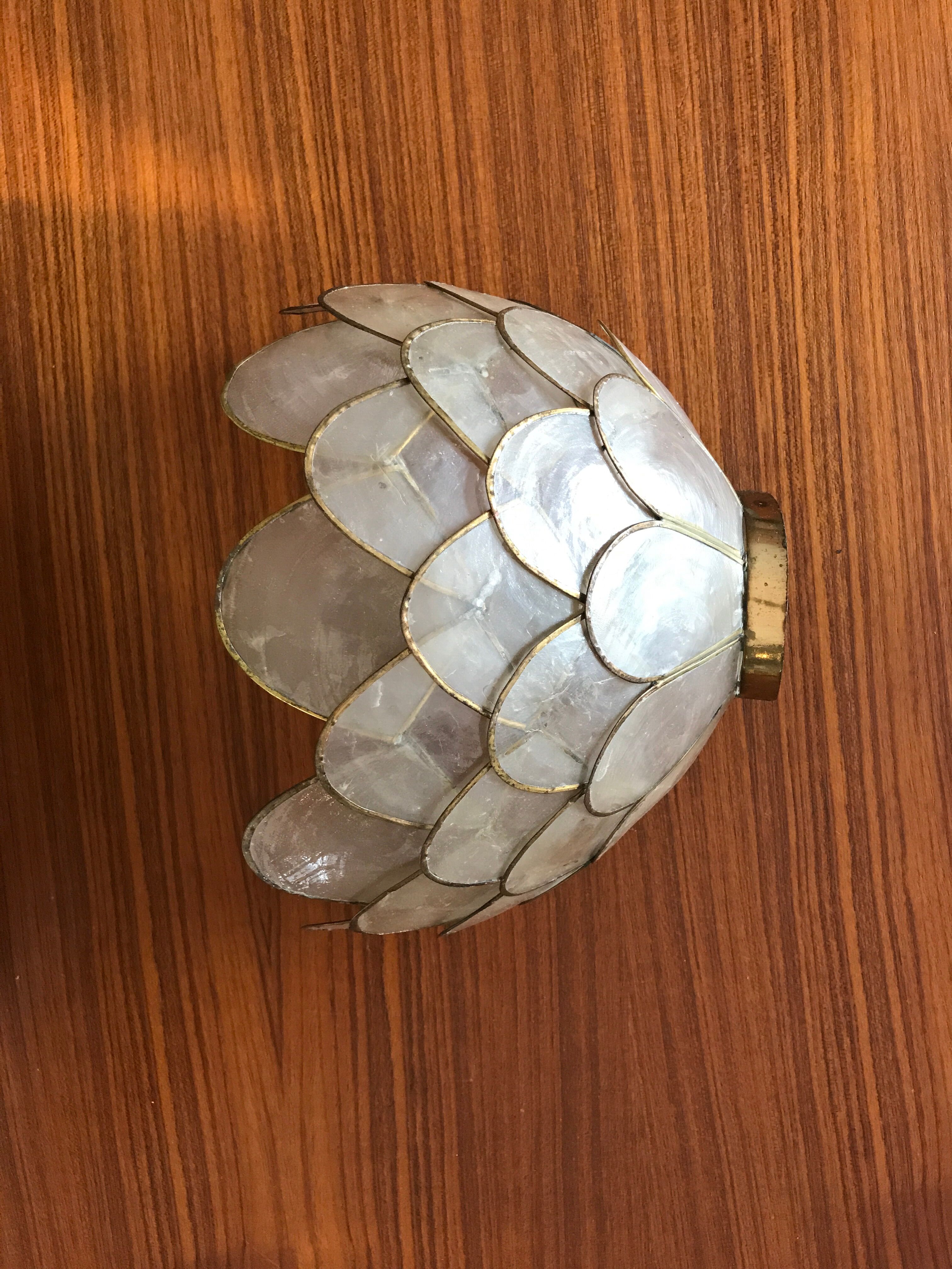 Vintage mother-of-pearl wall lamp