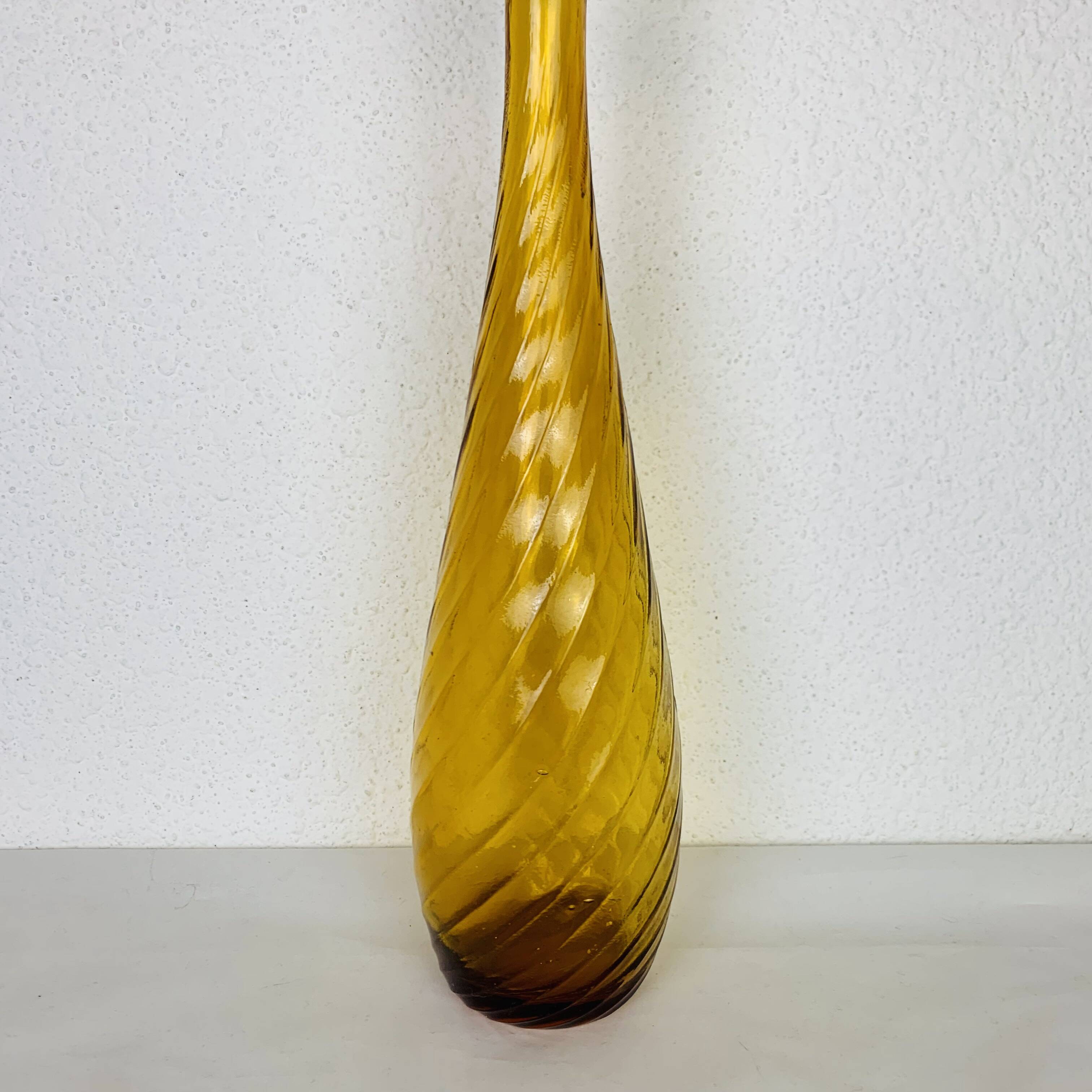 Carafe Empoli Italian bottle yellow glass, vintage